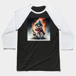 Scary snowman in fire Baseball T-Shirt